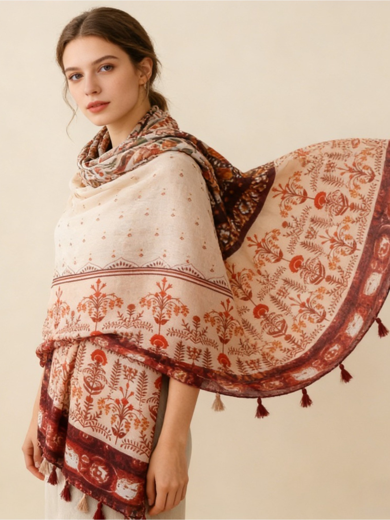 Pañuelo de seda con estampado  - Go Ethnic Fashion reseña y precio